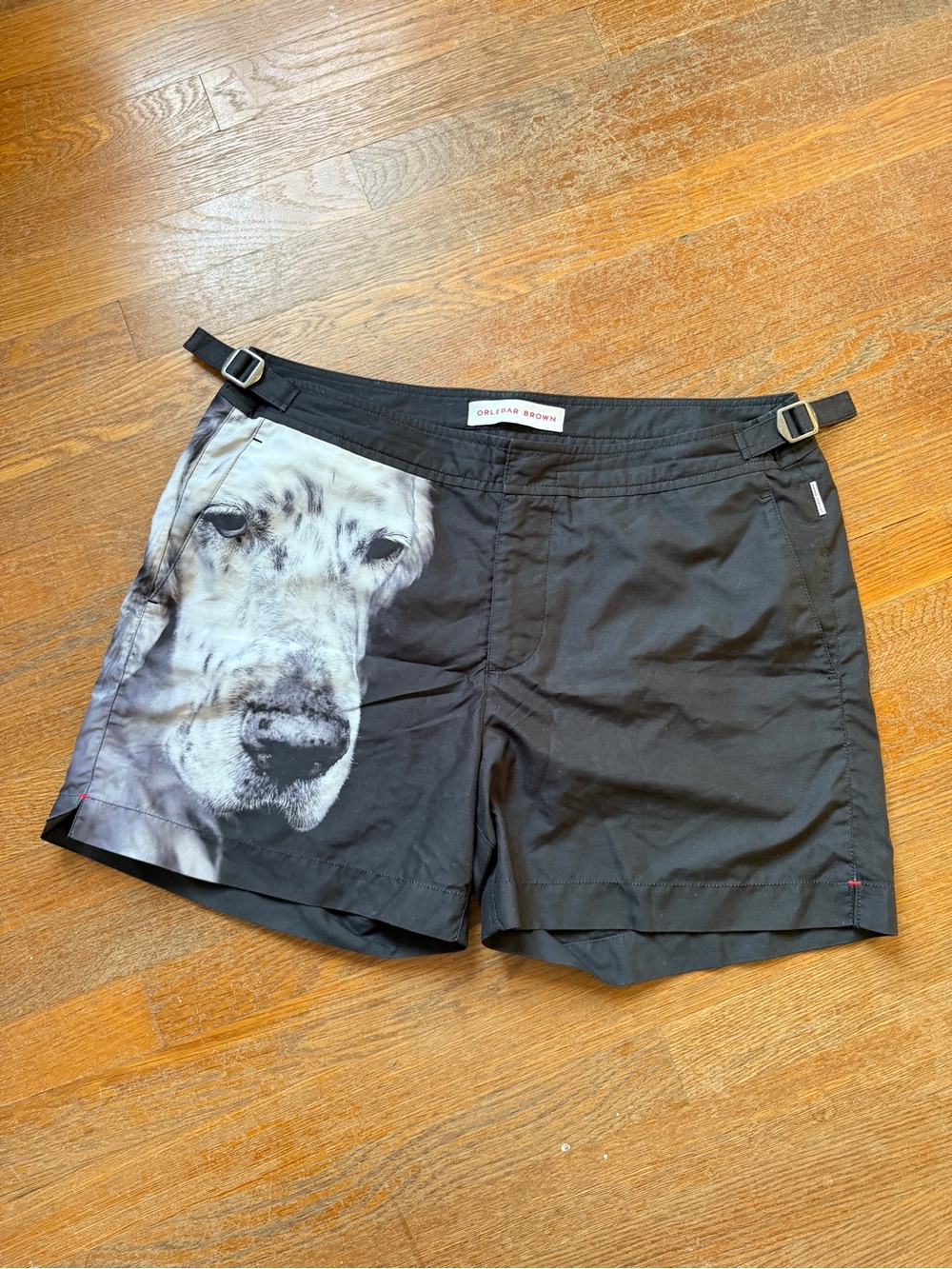 Orlebar Brown Black Swim Shorts with Dog Face Print - Picture 2 of 8